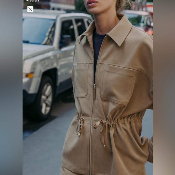 Zara Jackets & Blazers - NWT Zara Adjustable Waist Pocket Suede Jacket Tan / Camel Size Small
